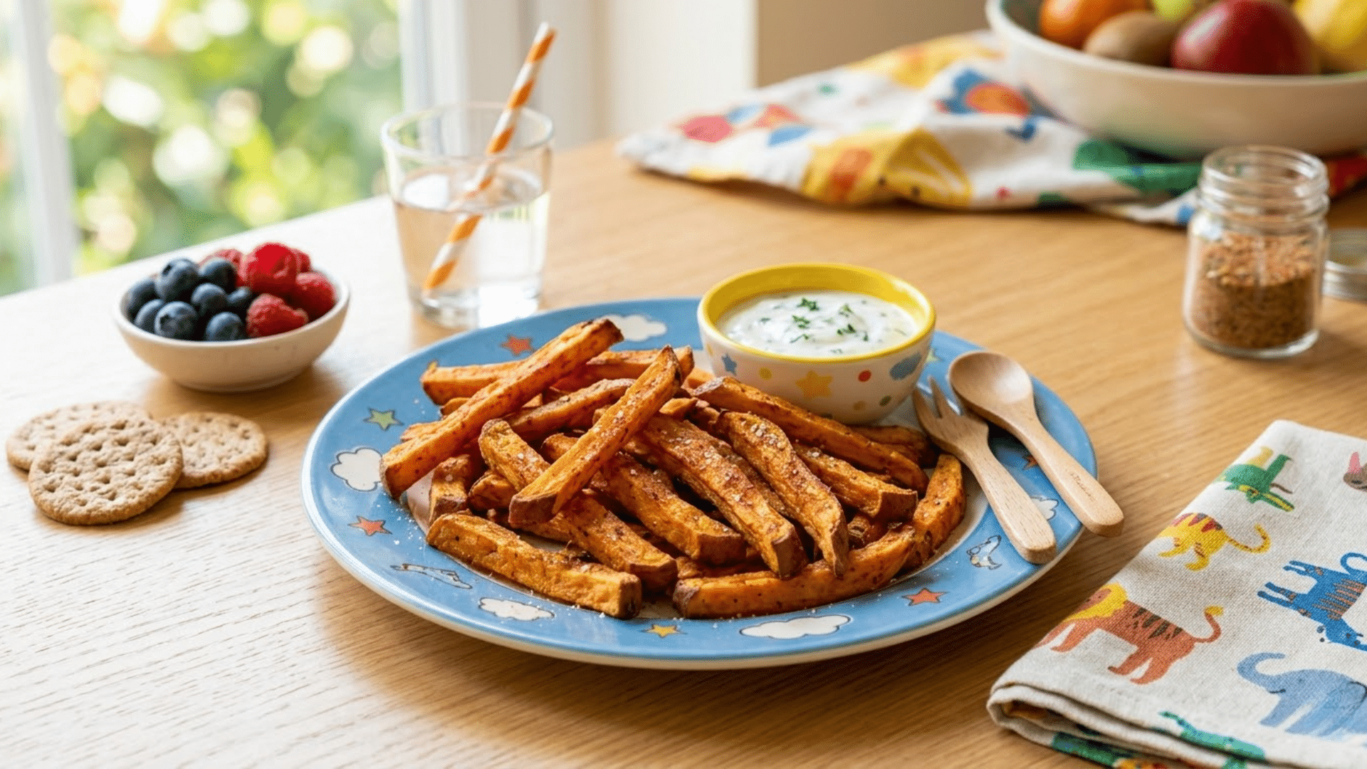 Baked sweet potato fries, a healthy and tasty snack option for kids