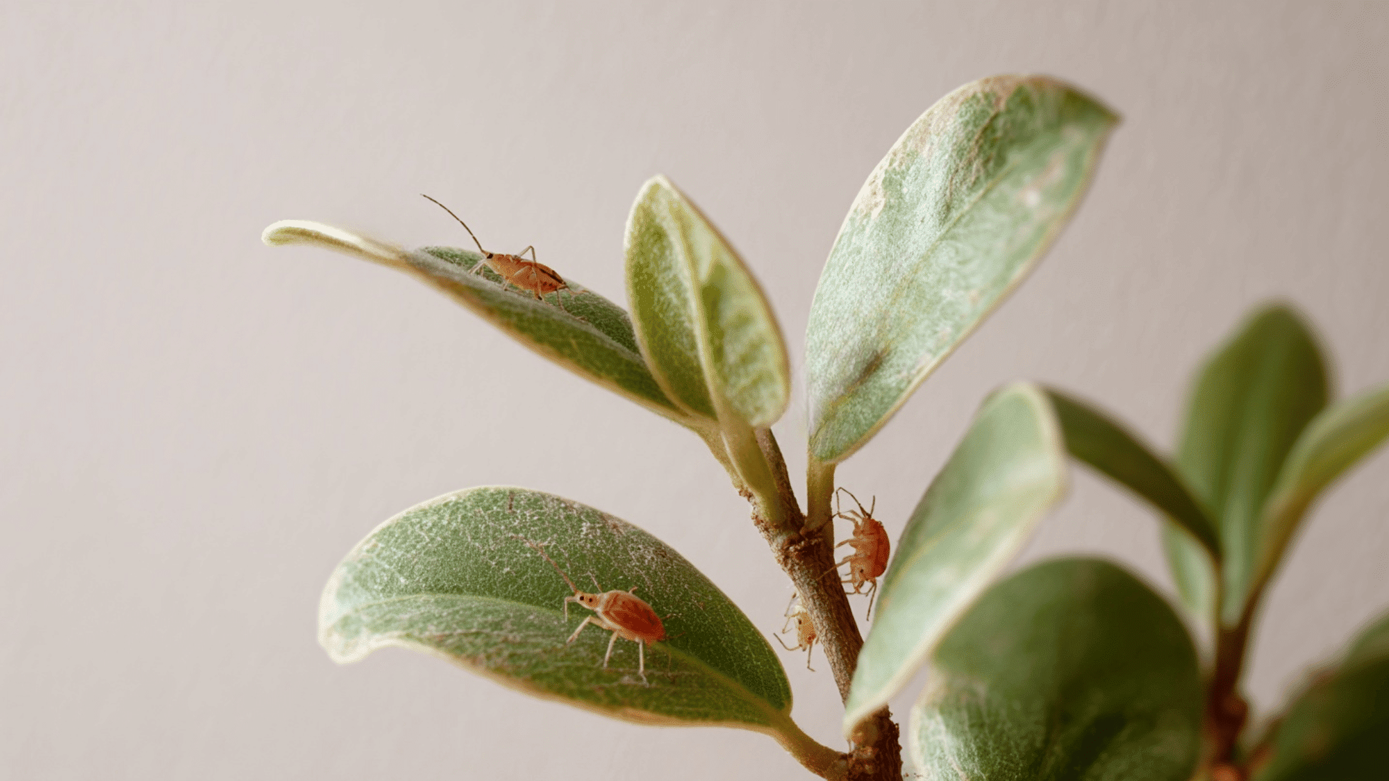 Beneficial insects on houseplant leaves helping control thrips naturally.