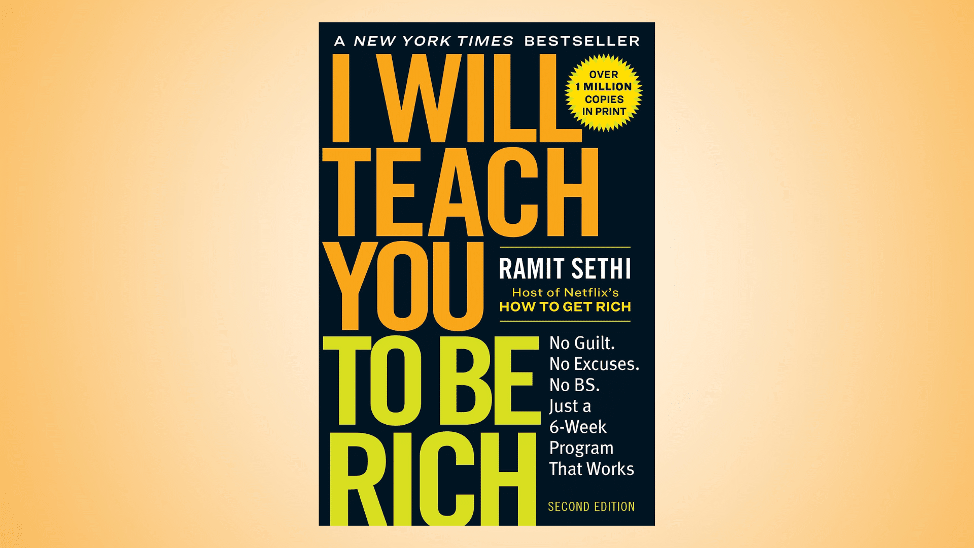 Book cover of the I Will Teach You to Be Rich book against a orange gradient background