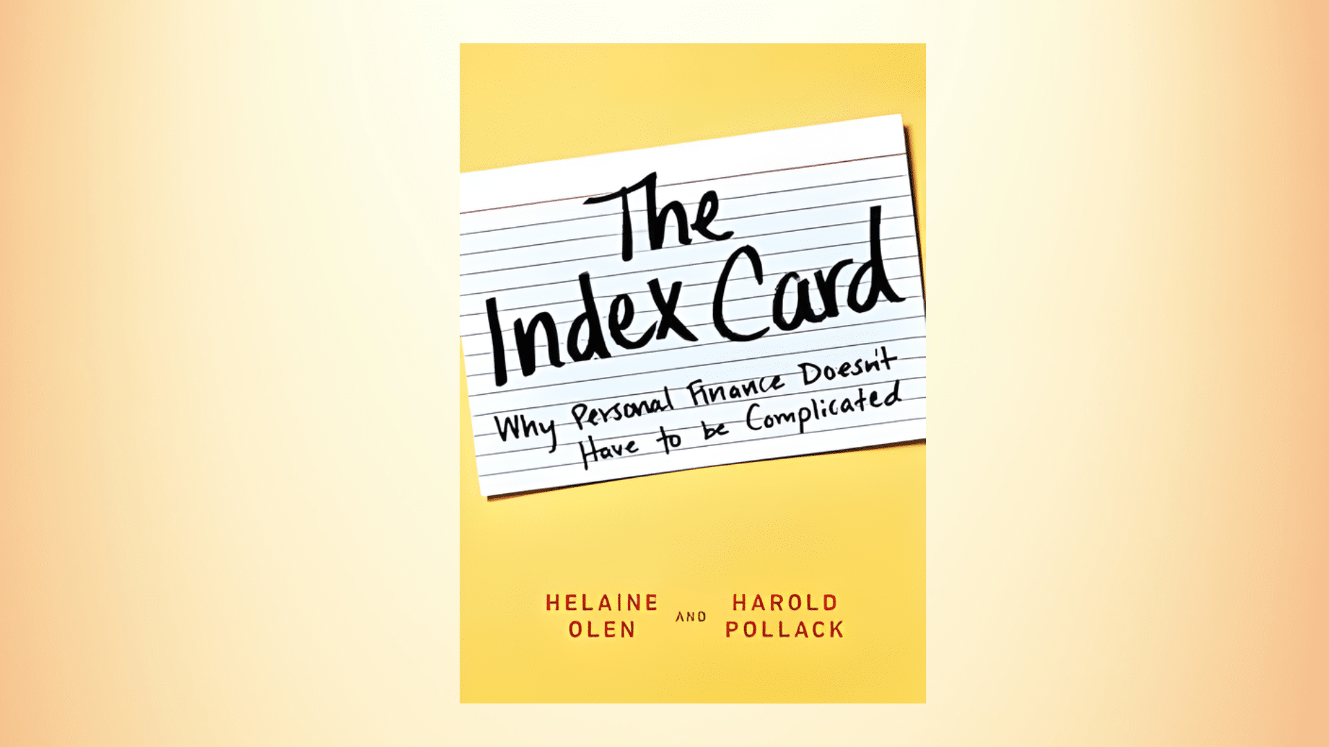 Book cover of the The Index Card book against a yellow gradient background