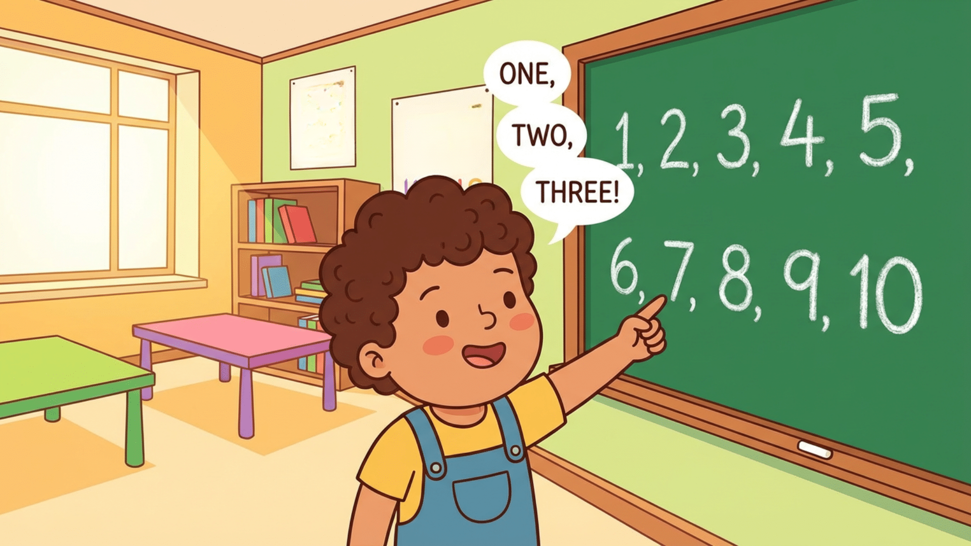 Child reciting numbers from 1 to 10 while learning rote counting