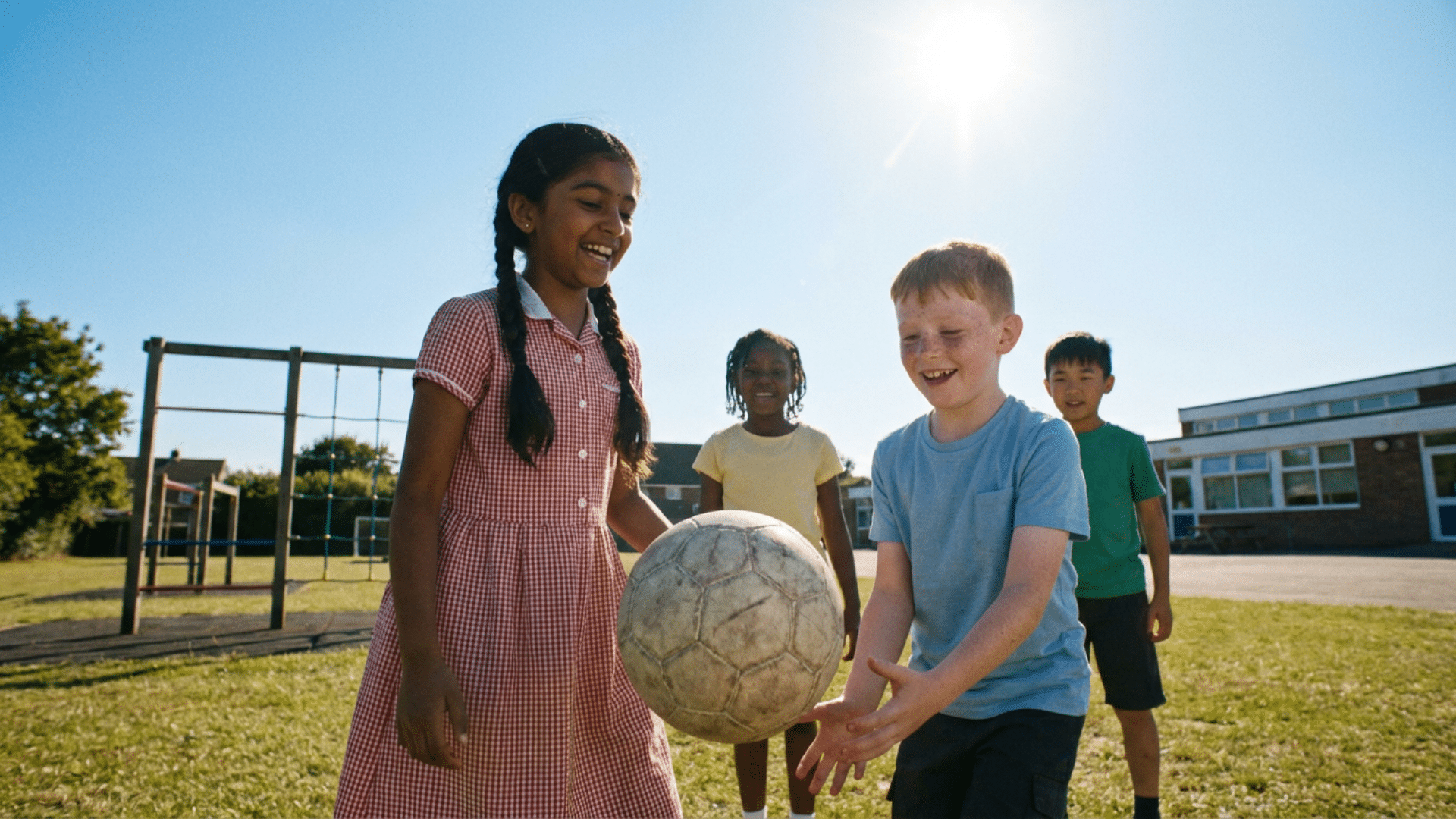 Children practicing social skills through group games