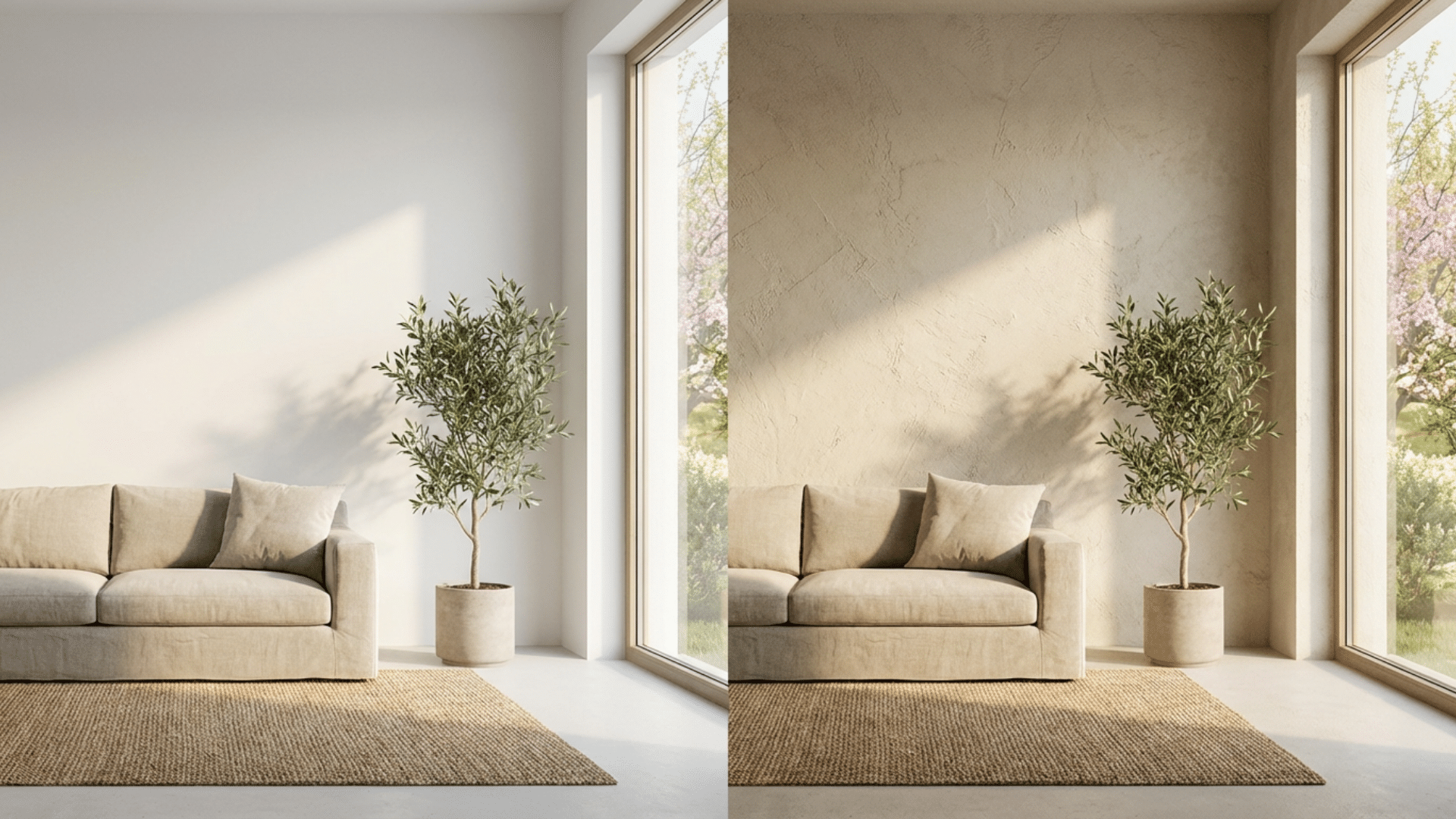 Comparison of smooth walls and textured drywall finish