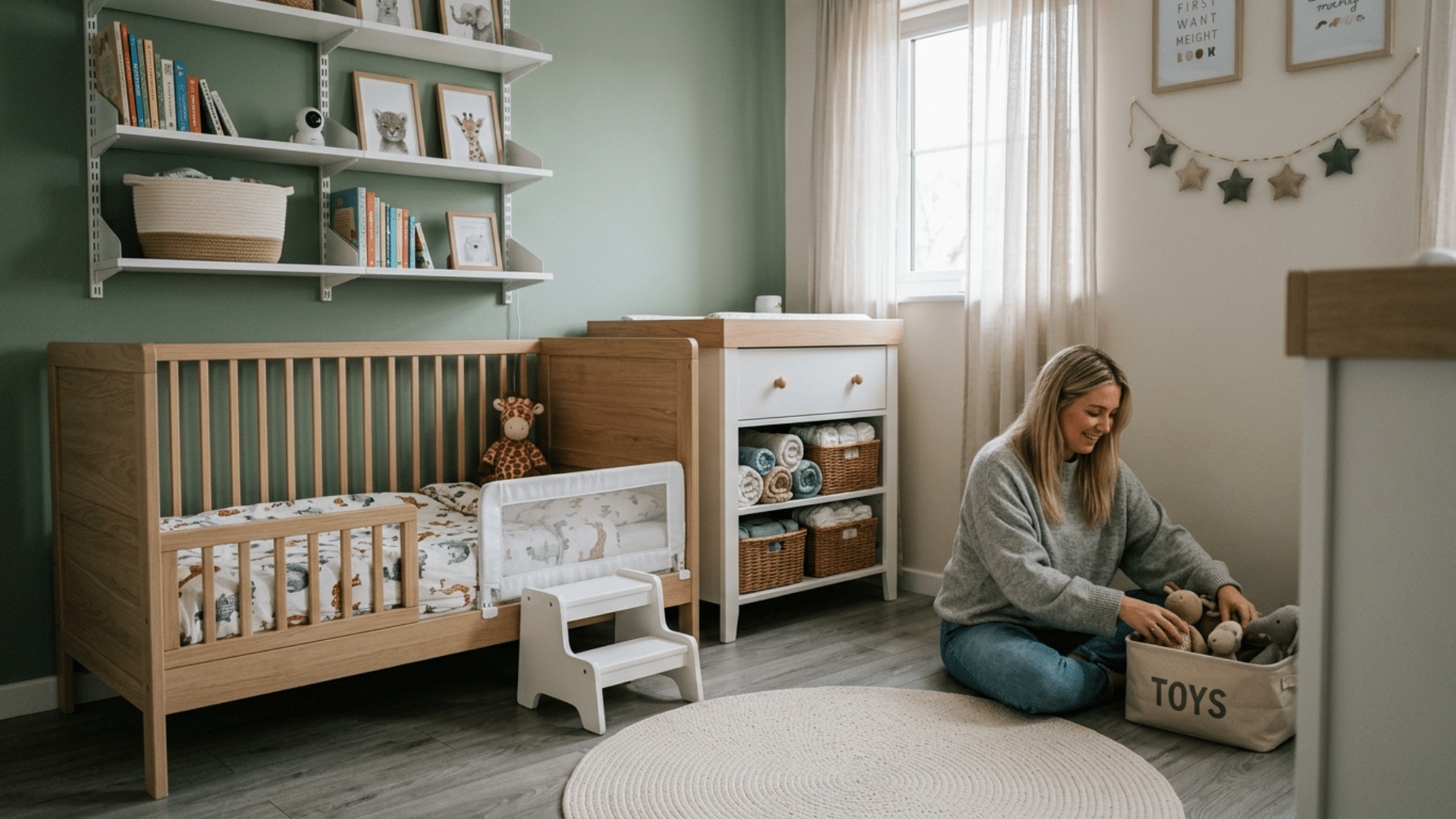 Convertible crib for growing child in small nursery
