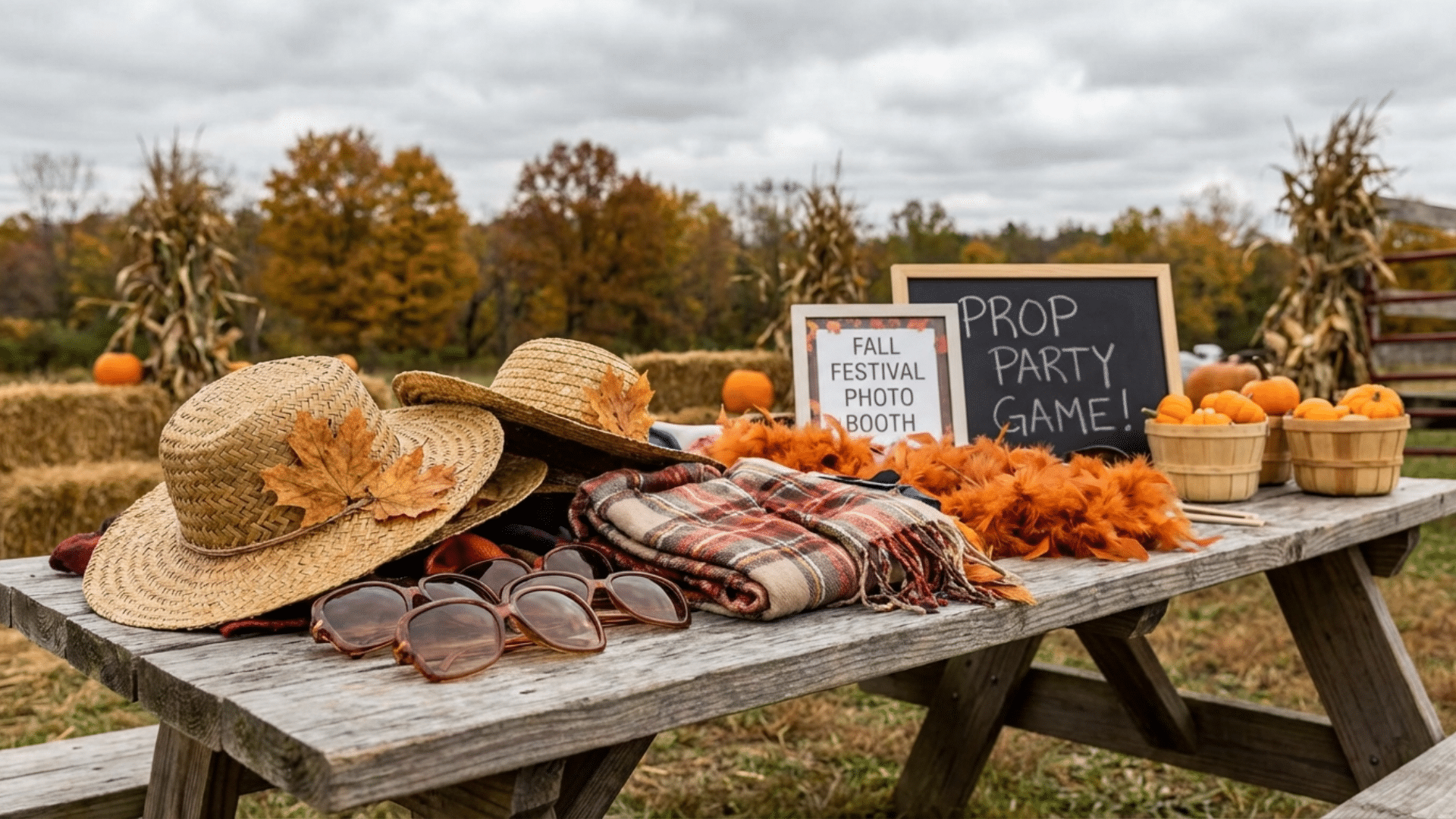 Costume dress up props prepared for birthday party game