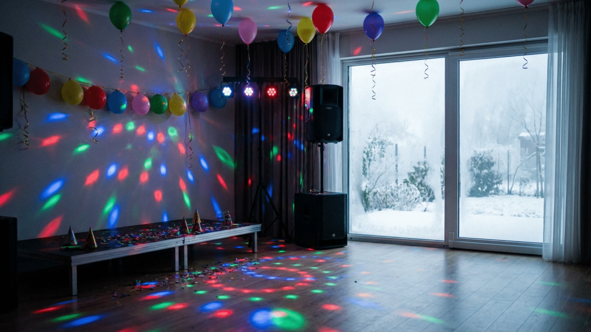 Decorated dance area for kids birthday party game