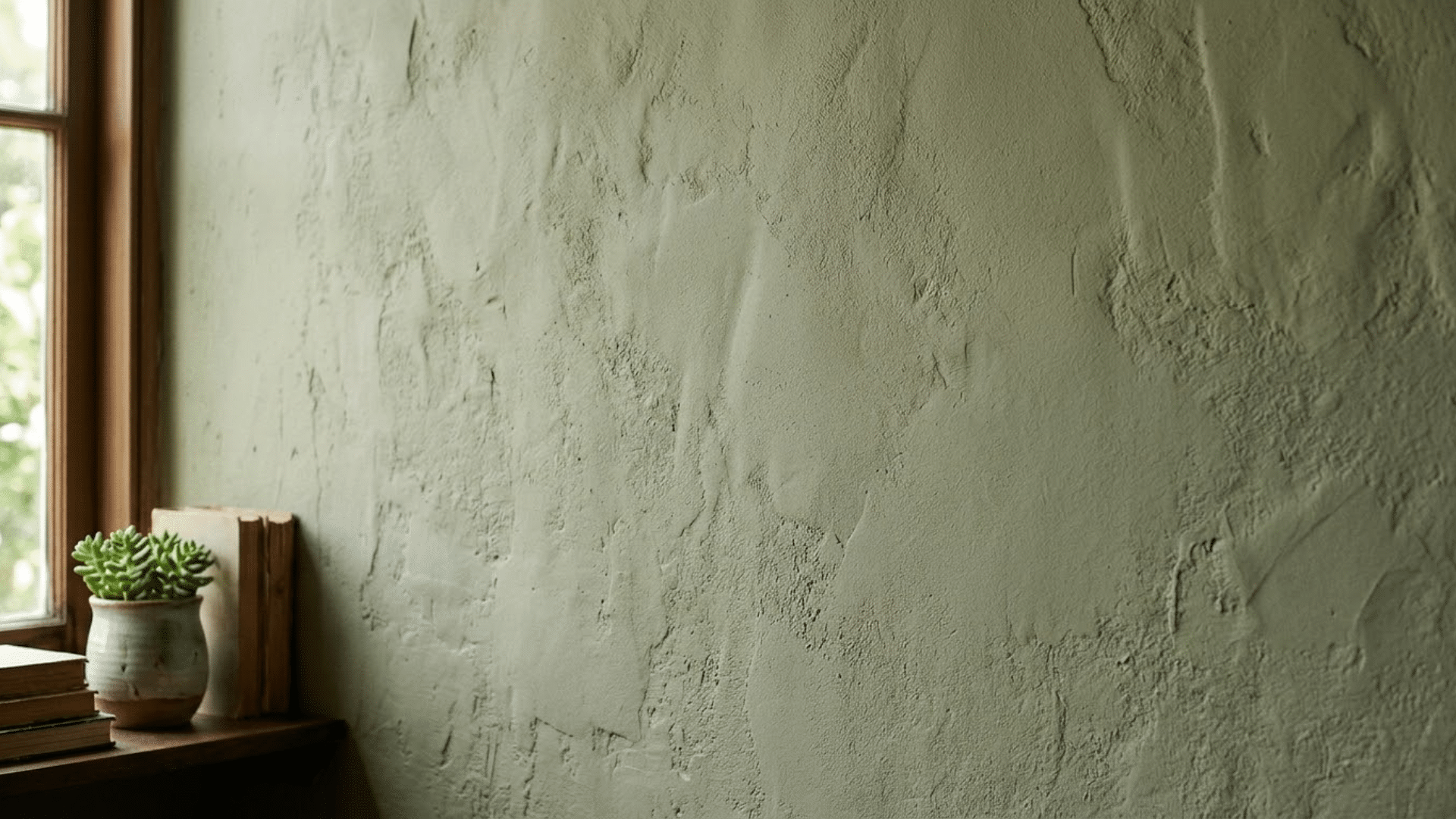 Flat paint used on textured wall to reduce imperfections