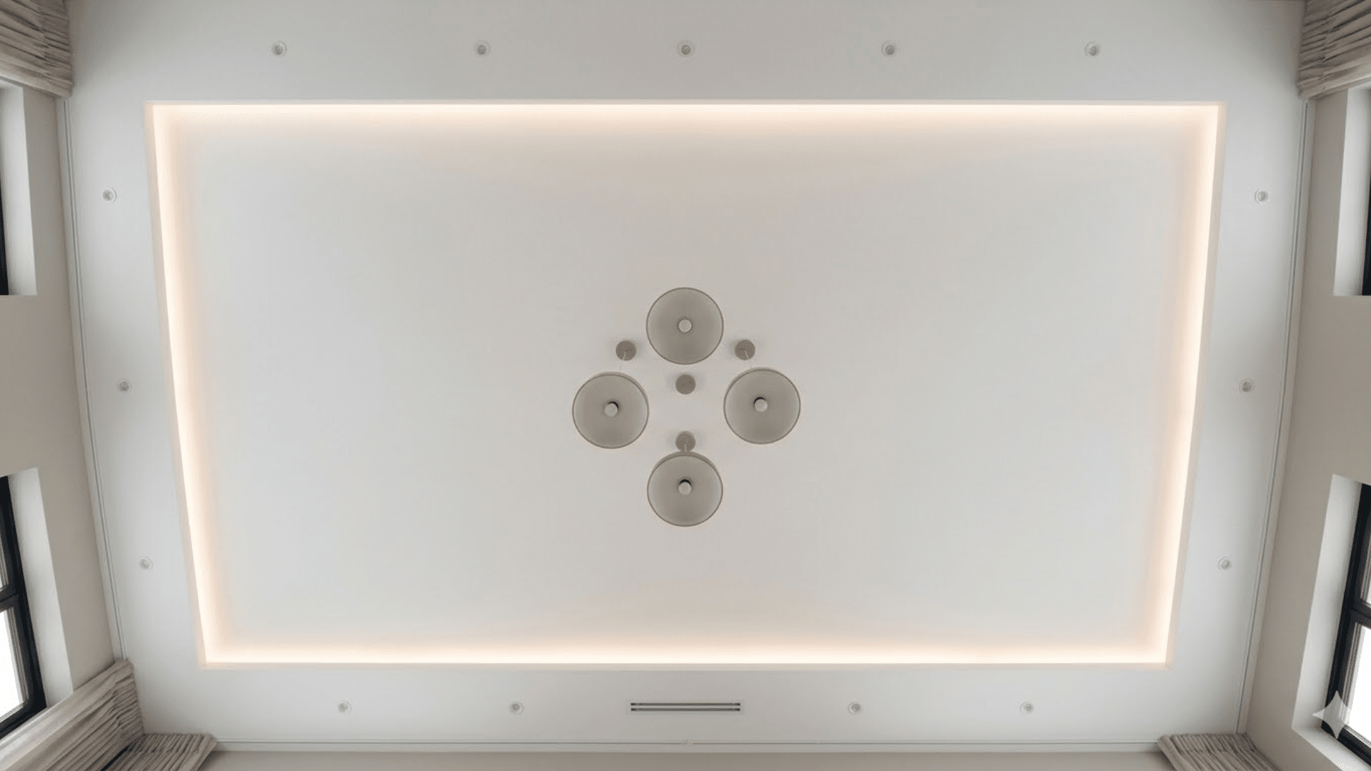 Flat paint white ceiling with no glare and smooth finish