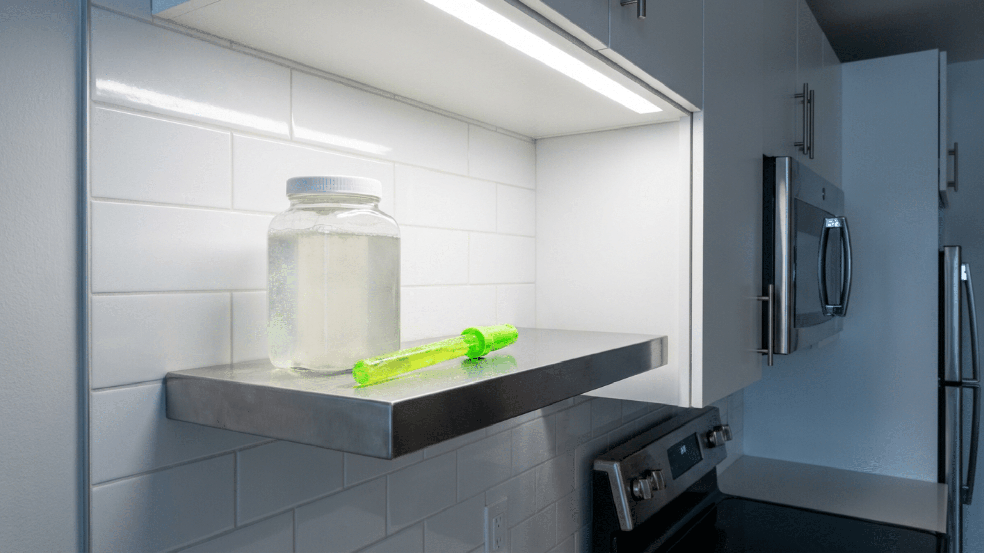 Homemade bubble solution stored in a sealed jar