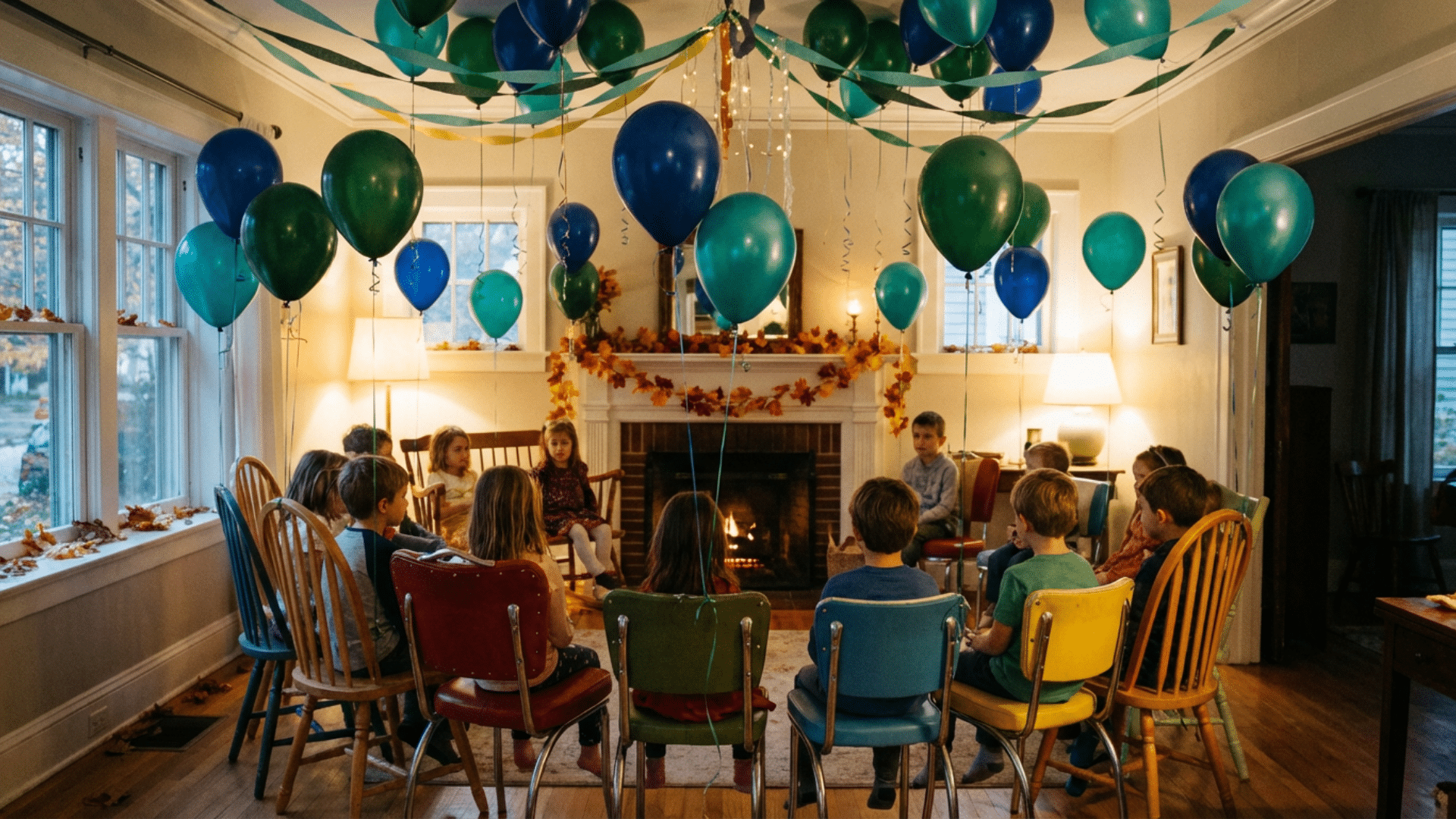 Musical chairs setup for kids birthday party game