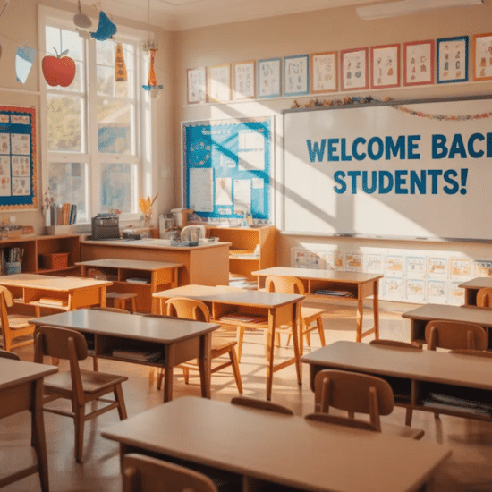 Organized classroom decorated and ready for the first day of school