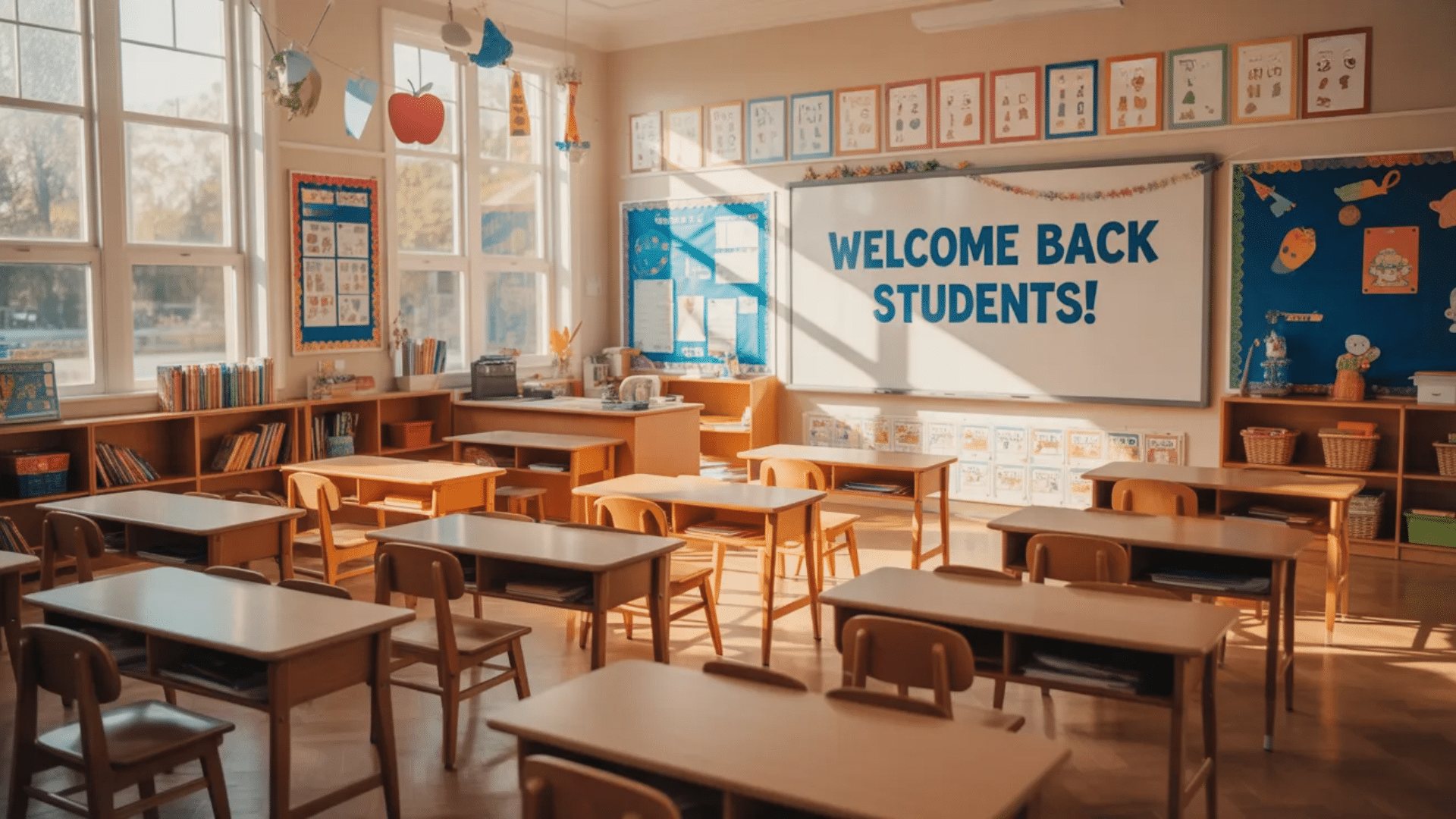 Organized classroom decorated and ready for the first day of school