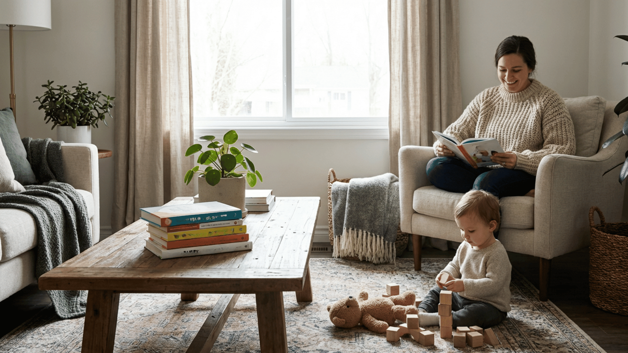 Parent praising child building blocks without using rewards or charts. (1)