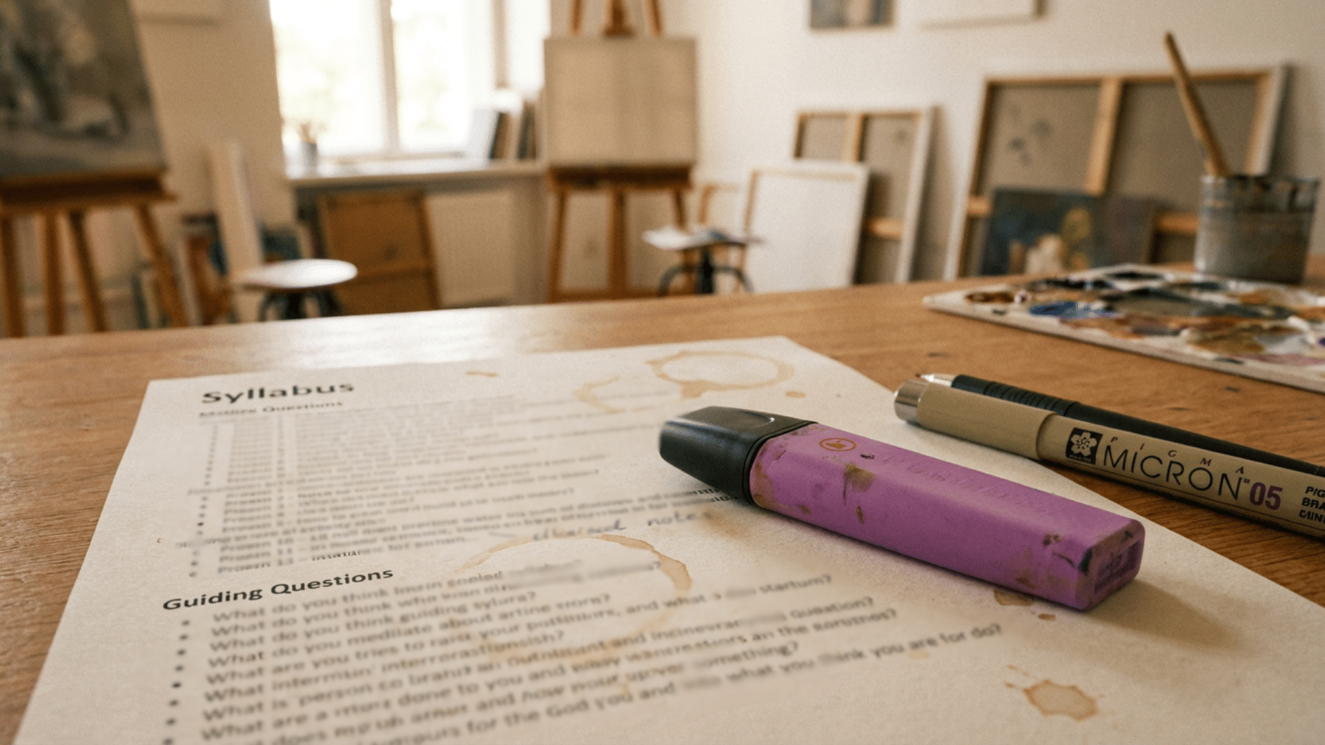 Printed syllabus and question sheet prepared for station activity