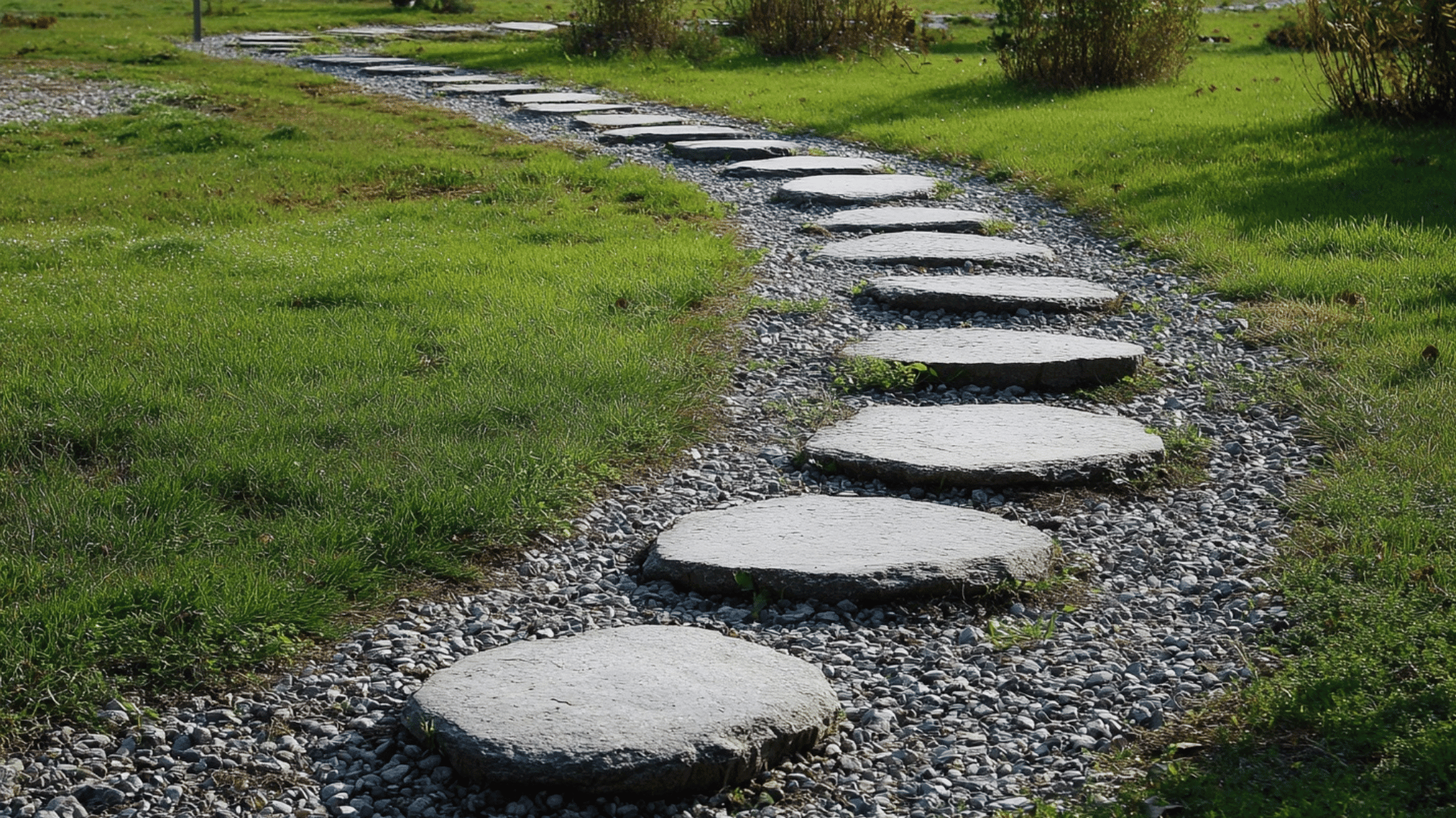 Stone garden pathway with gravel in a clean and simple outdoor setting