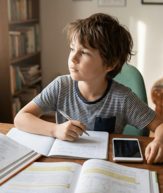 Student feeling distracted while trying to study at a desk