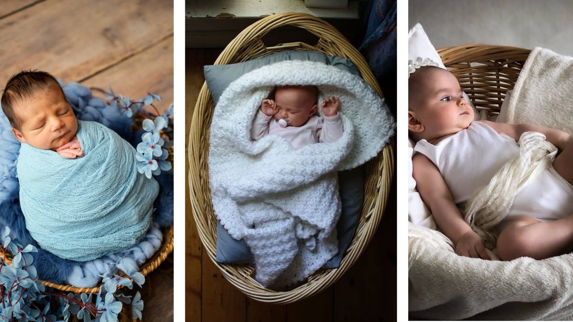 baby in a basket with soft fabric layers
