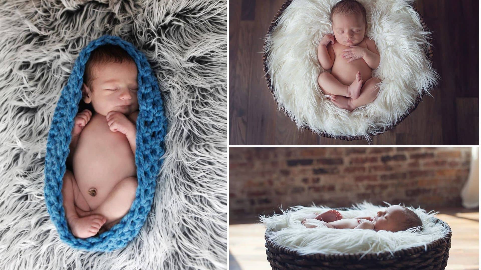 baby on faux fur rug