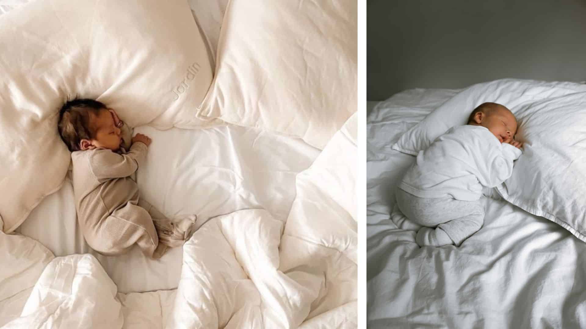sleeping baby on a simple white sheet