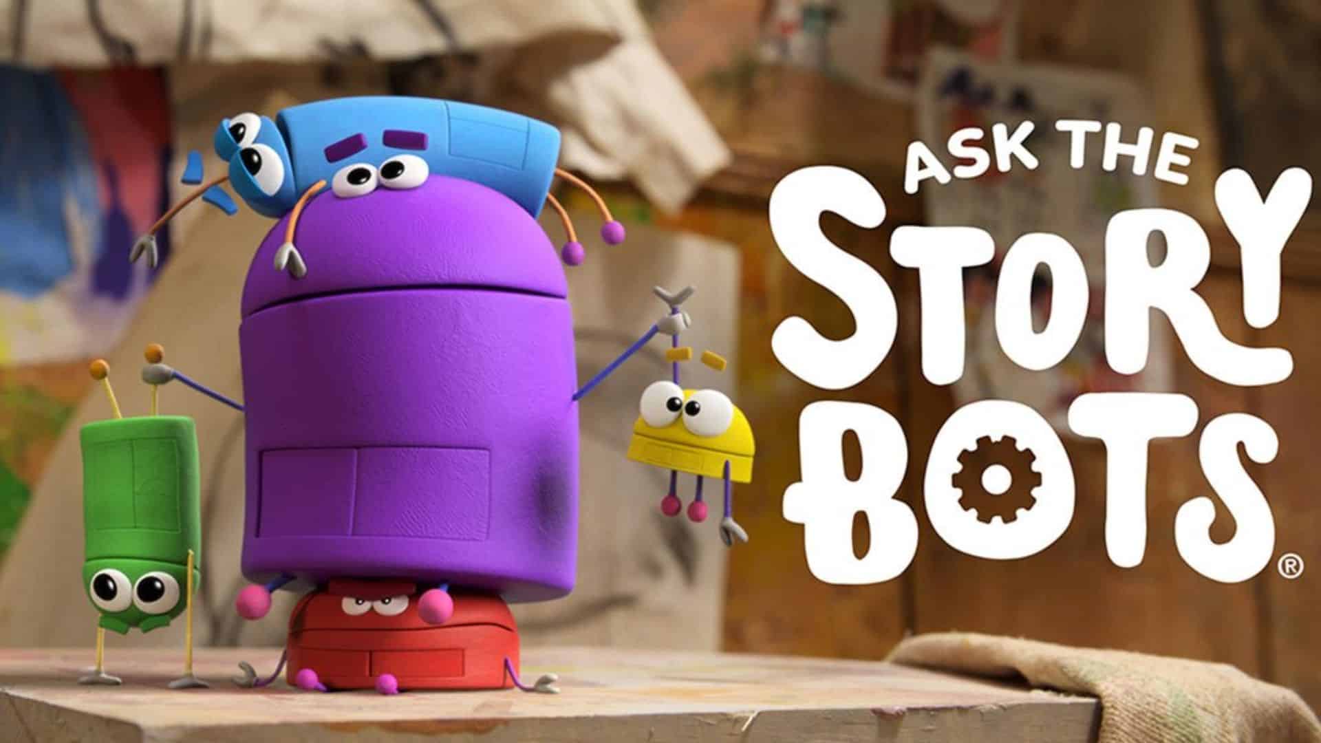 Ask the StoryBots colorful robot characters from one of the best educational shows for kids answering fun science and learning questions.