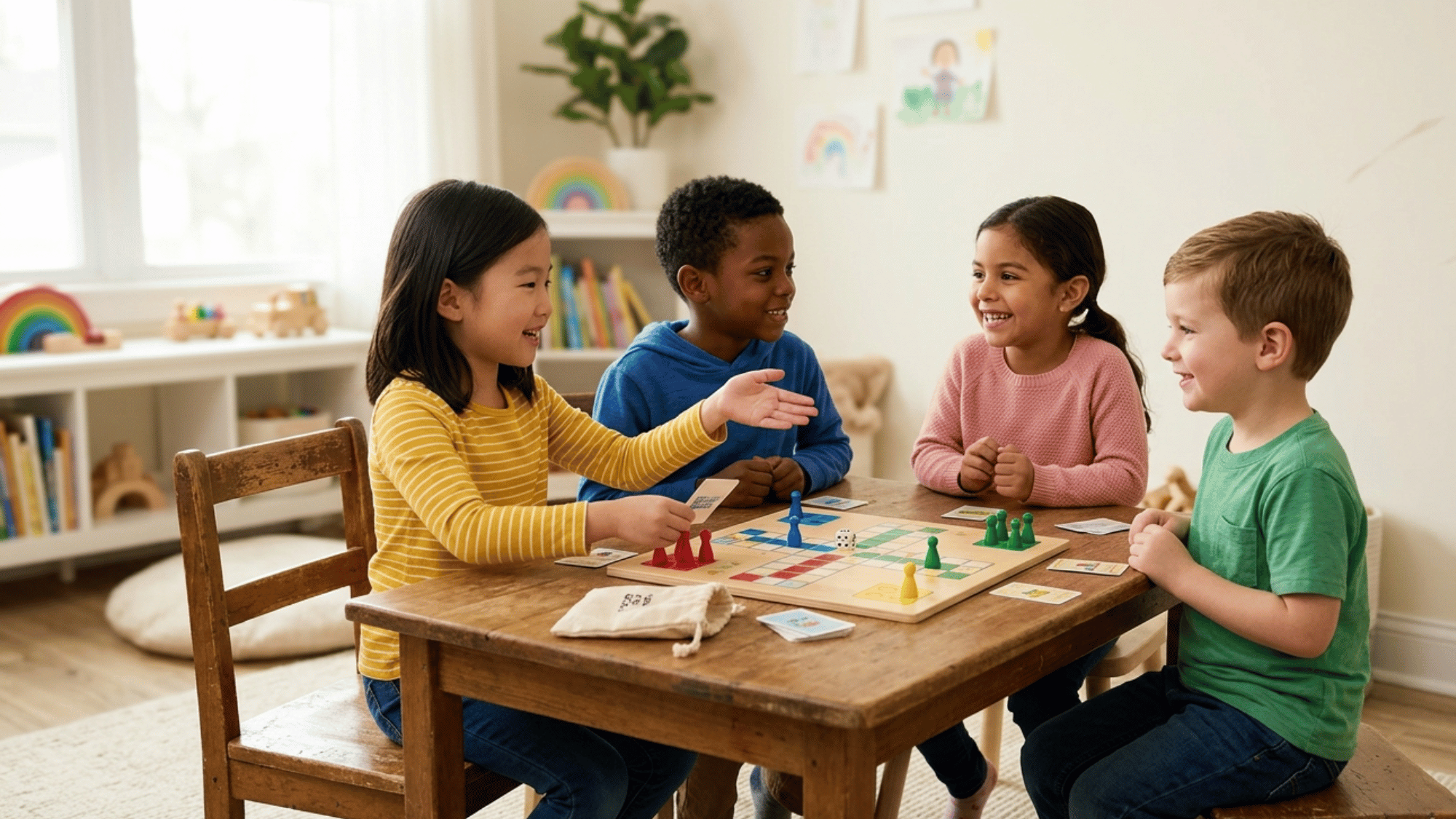 Children playing together showing teamwork, communication, and social interaction skills