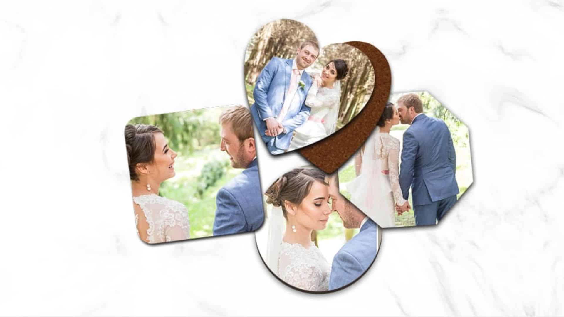 Custom photo coaster set from CanvasChamp, featuring family photos, a personalized and practical gift for Grandma’s home decor.