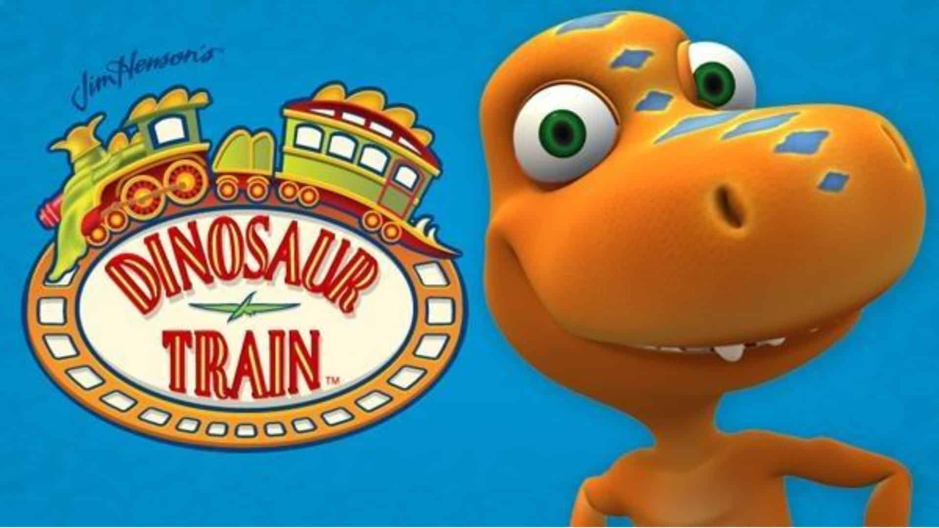 Dinosaur Train cartoon featuring a friendly orange dinosaur and logo, one of the best educational shows for kids teaching dinosaurs and prehistoric science.