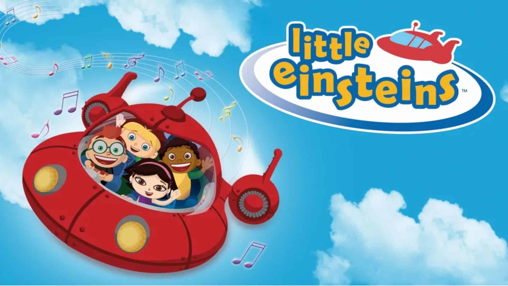 Little Einsteins characters flying a red rocket while exploring music and art, one of the best educational shows for kids that blends learning with adventure