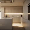 Modern kitchen with handleless cabinets creating a clean, smooth, and uncluttered design look