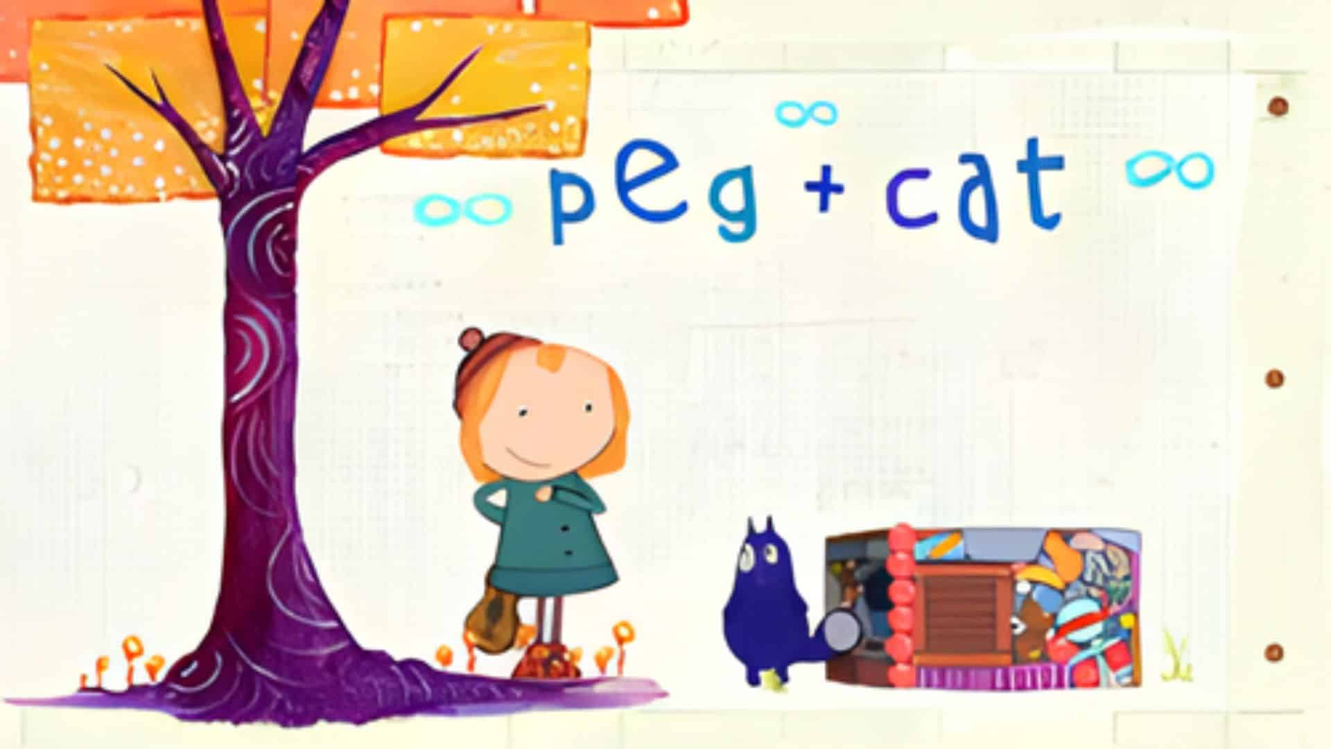 Peg and Cat cartoon characters solving math problems, one of the best educational shows for kids that teaches numbers, patterns, and problem solving