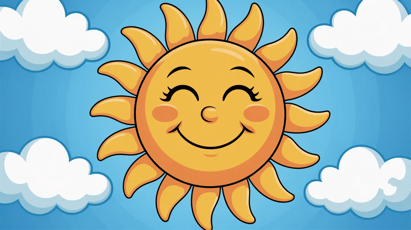 Simple glowing Sun with warm colors and soft edges on a plain background