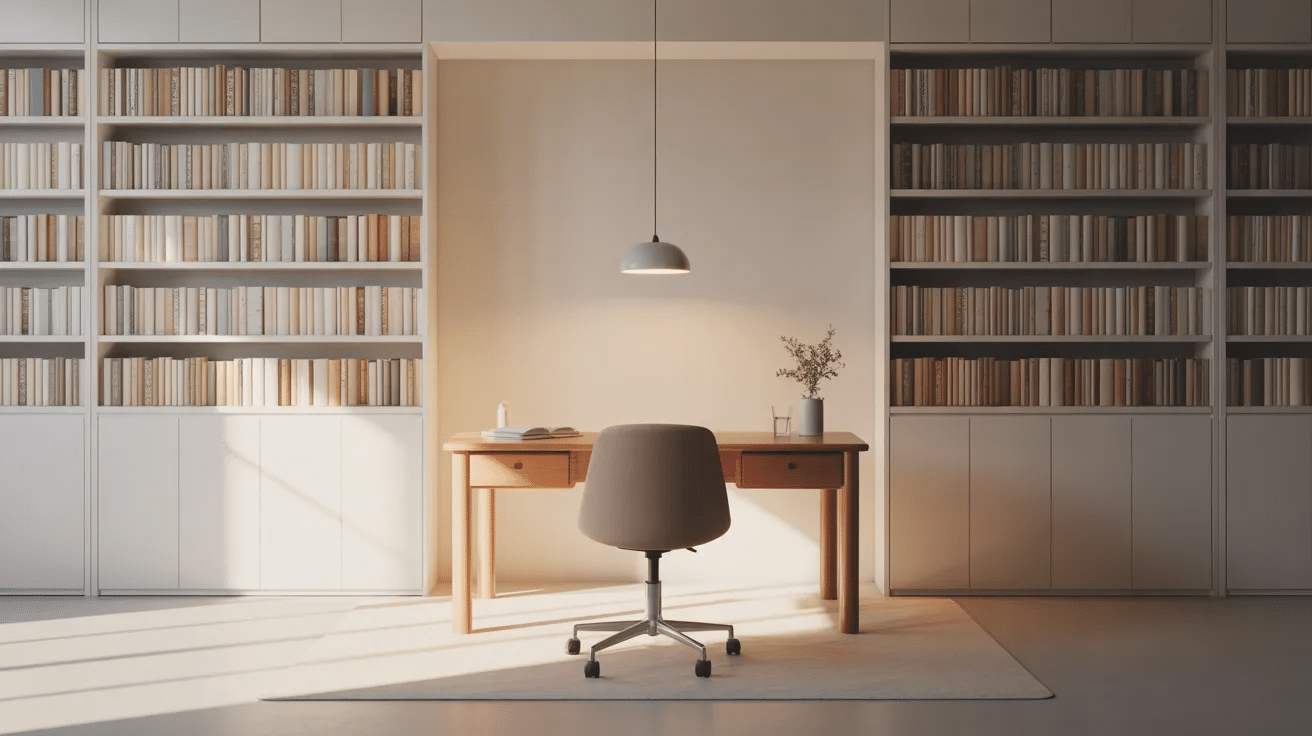 Spare bedroom converted into study room with desk, chair, and organized learning space