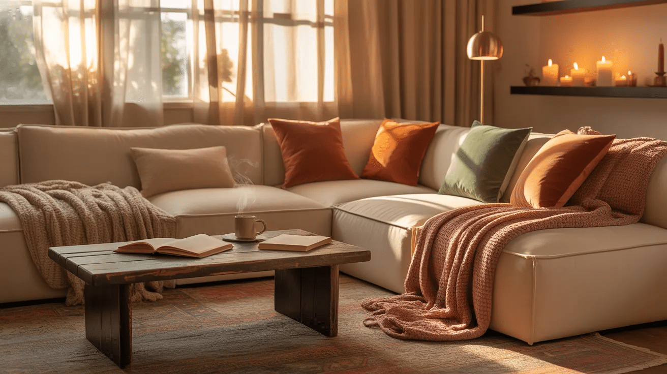 Spare bedroom turned into lounge with soft seating, warm lighting, and relaxed design