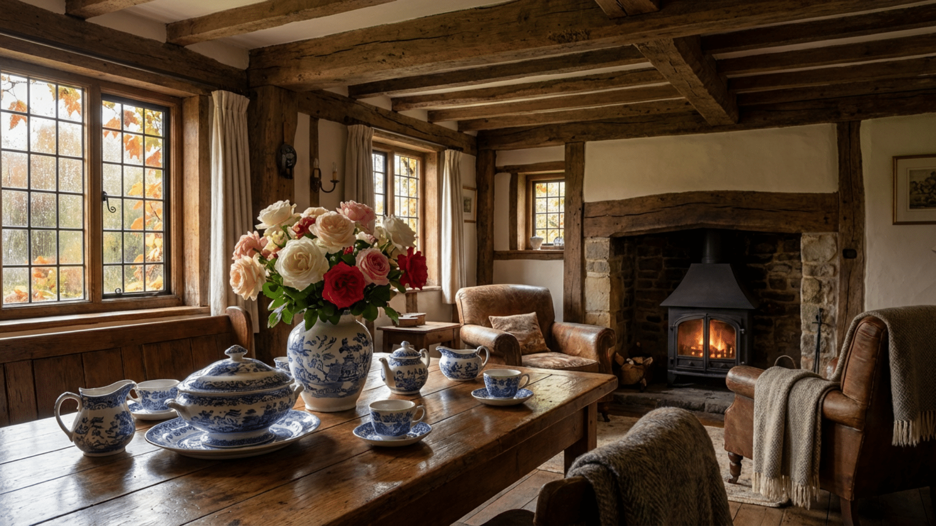 Traditional countryside cottage interior that inspired cottagecore design