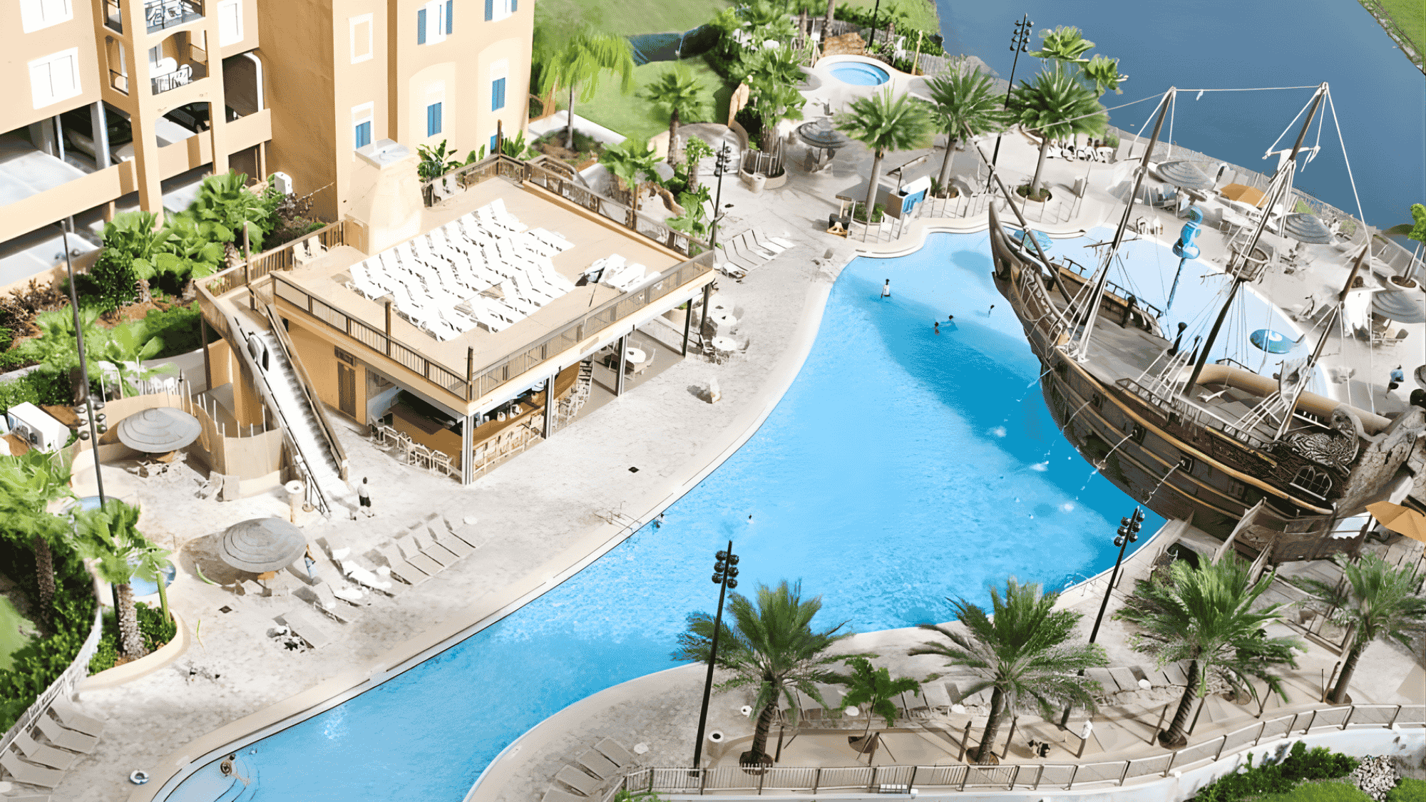 Aerial shot of Lake Buena Vista Resort village