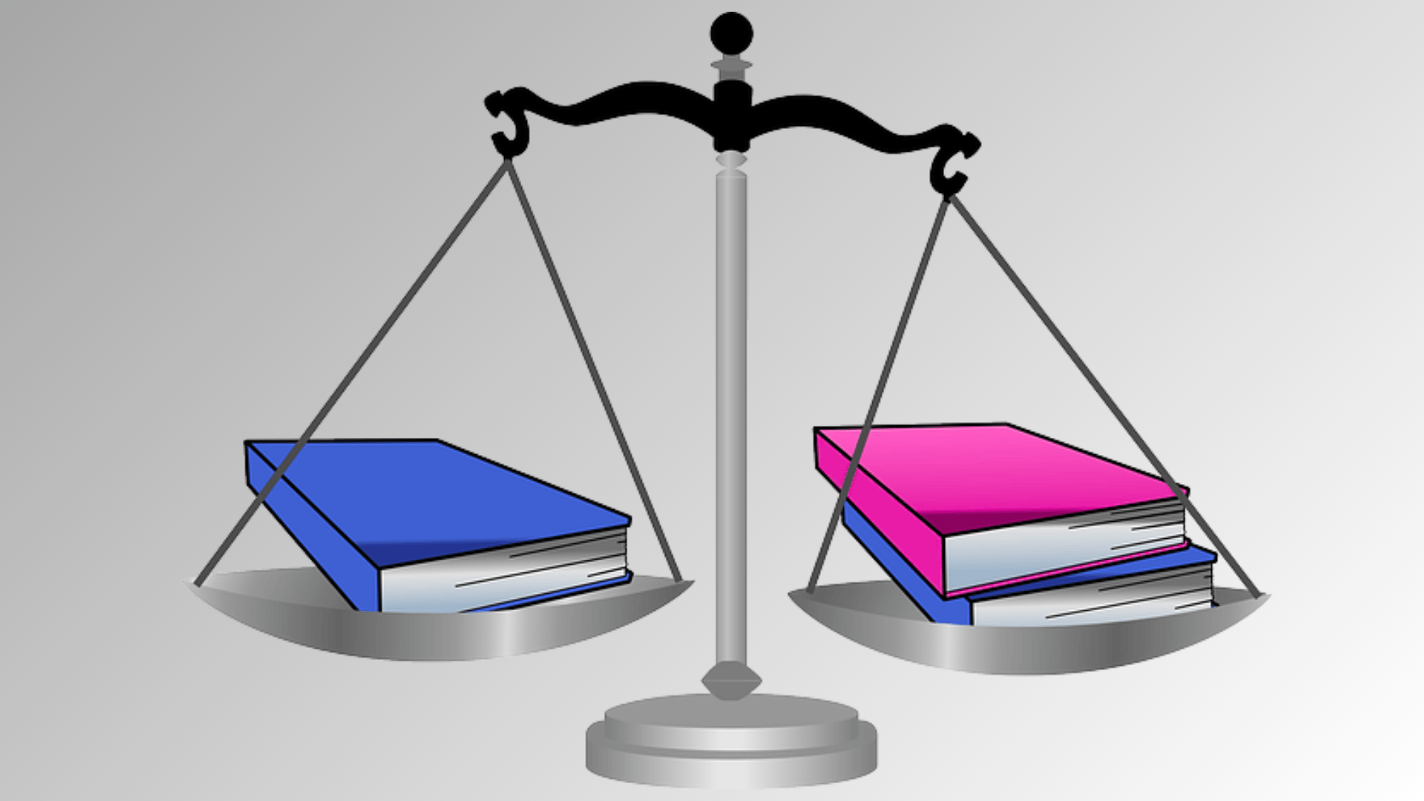 Balance scale with books on both sides representing weighted vs unweighted GPA comparison