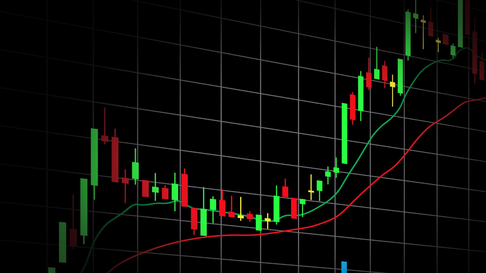 Candlestick chart with rising trend lines, illustrating what open interest means in options, market activity, trading volume, and investor sentiment