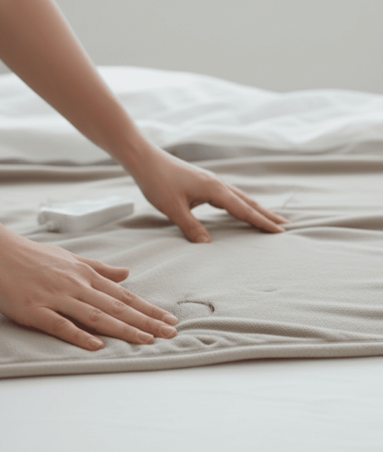 Checking heated blanket for damage before washing