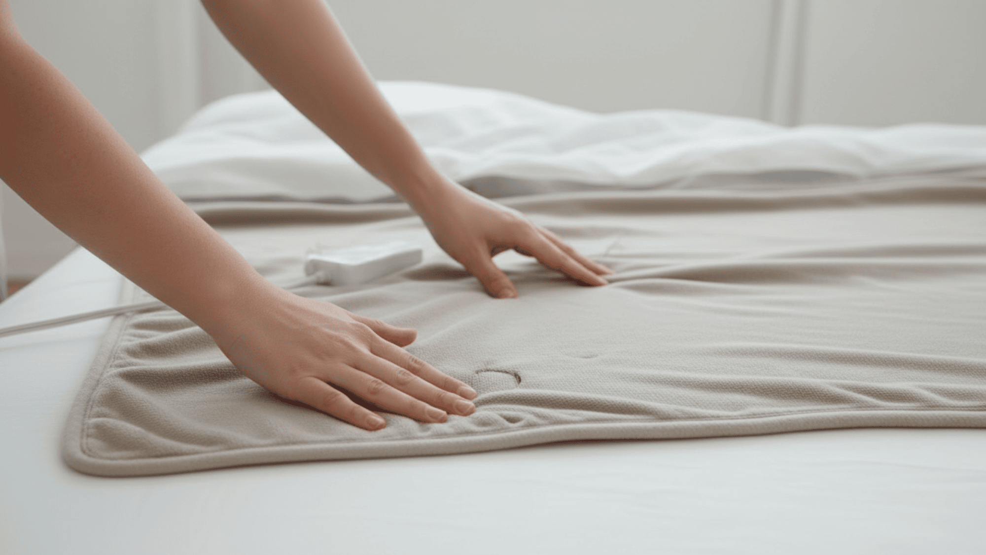 Checking heated blanket for damage before washing