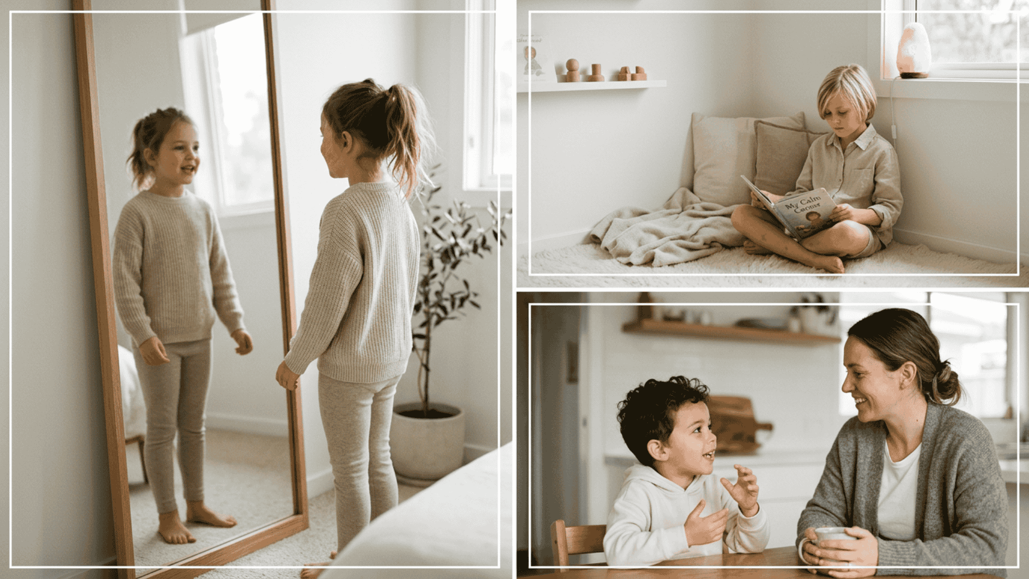 Kids using positive self-talk, quiet time, and talking to an adult