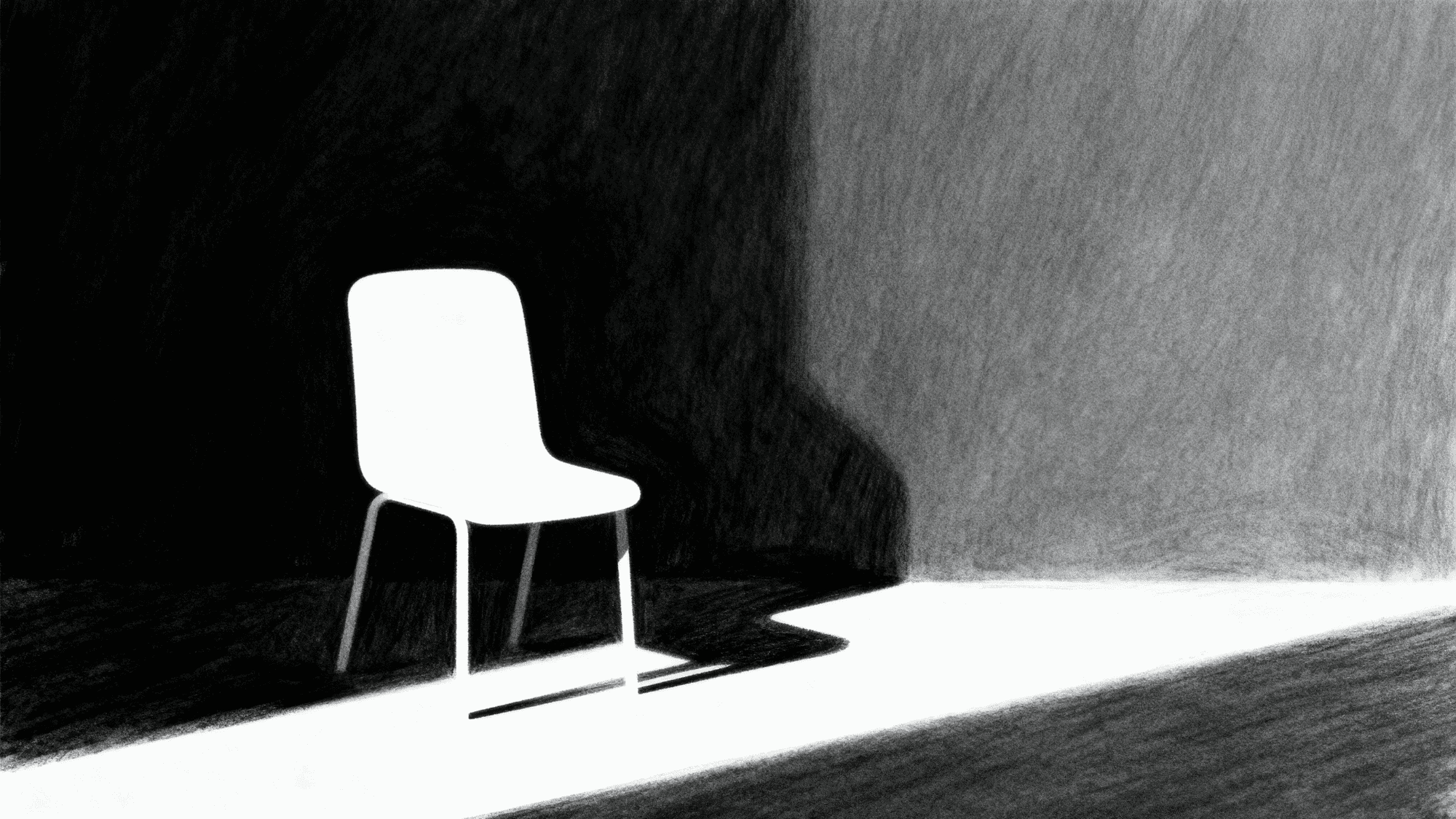 _Negative space drawing of chair with shaded background shapes