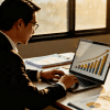 Professional analyzing financial charts on laptop at desk, illustrating what are financial values and business growth insights