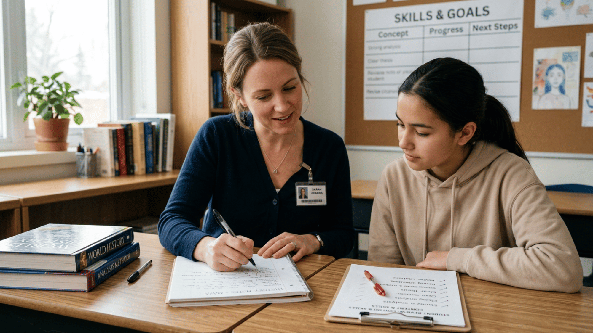 Teacher reviewing student needs for proper classroom placement