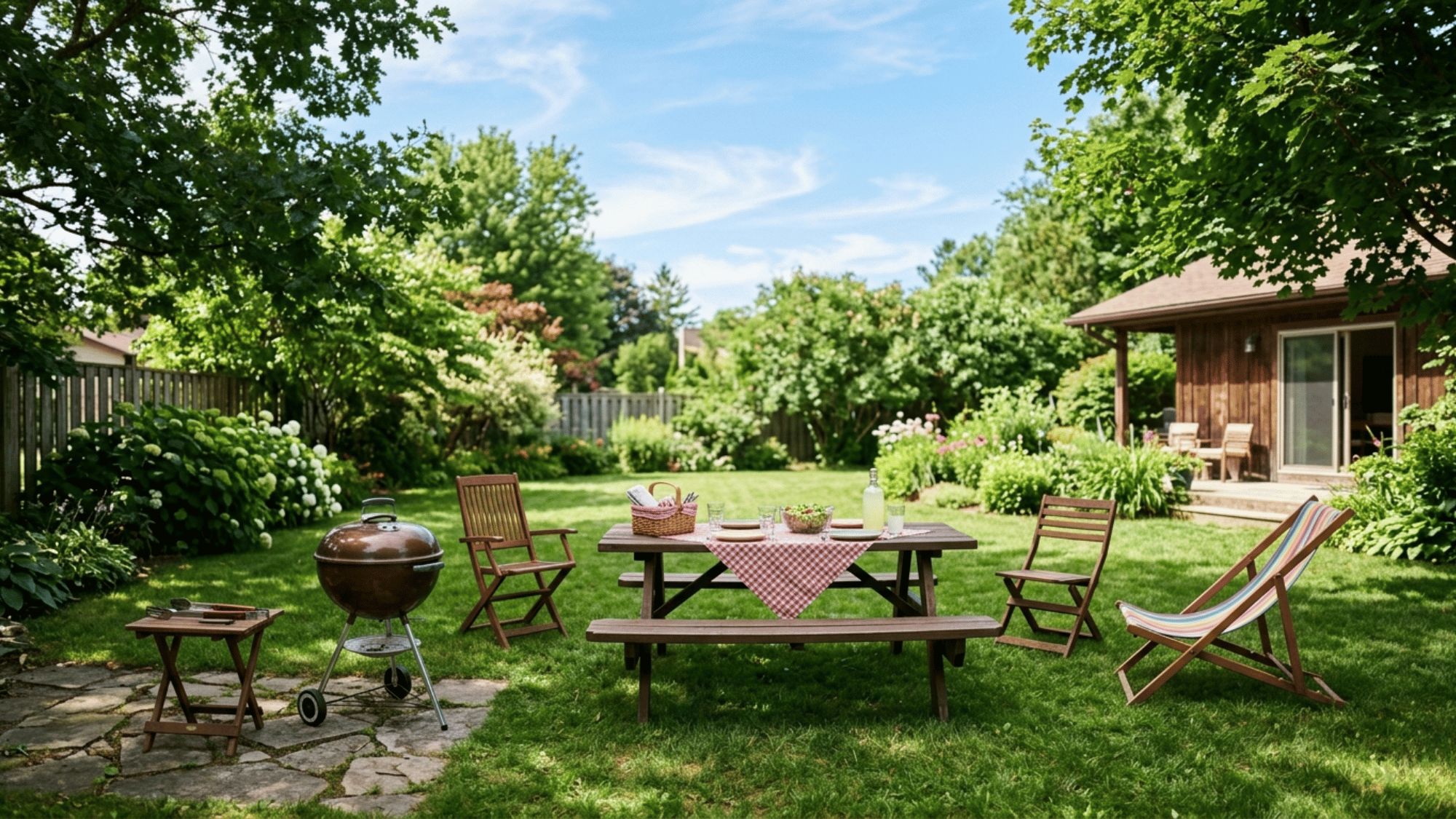 Backyard barbecue setup showing common Memorial Day weekend activity