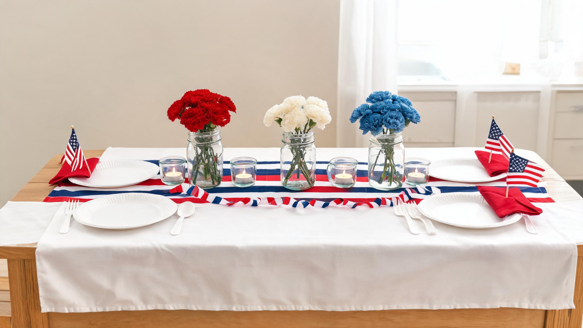 Budget Memorial Day table setup using simple affordable decor with a clean layout