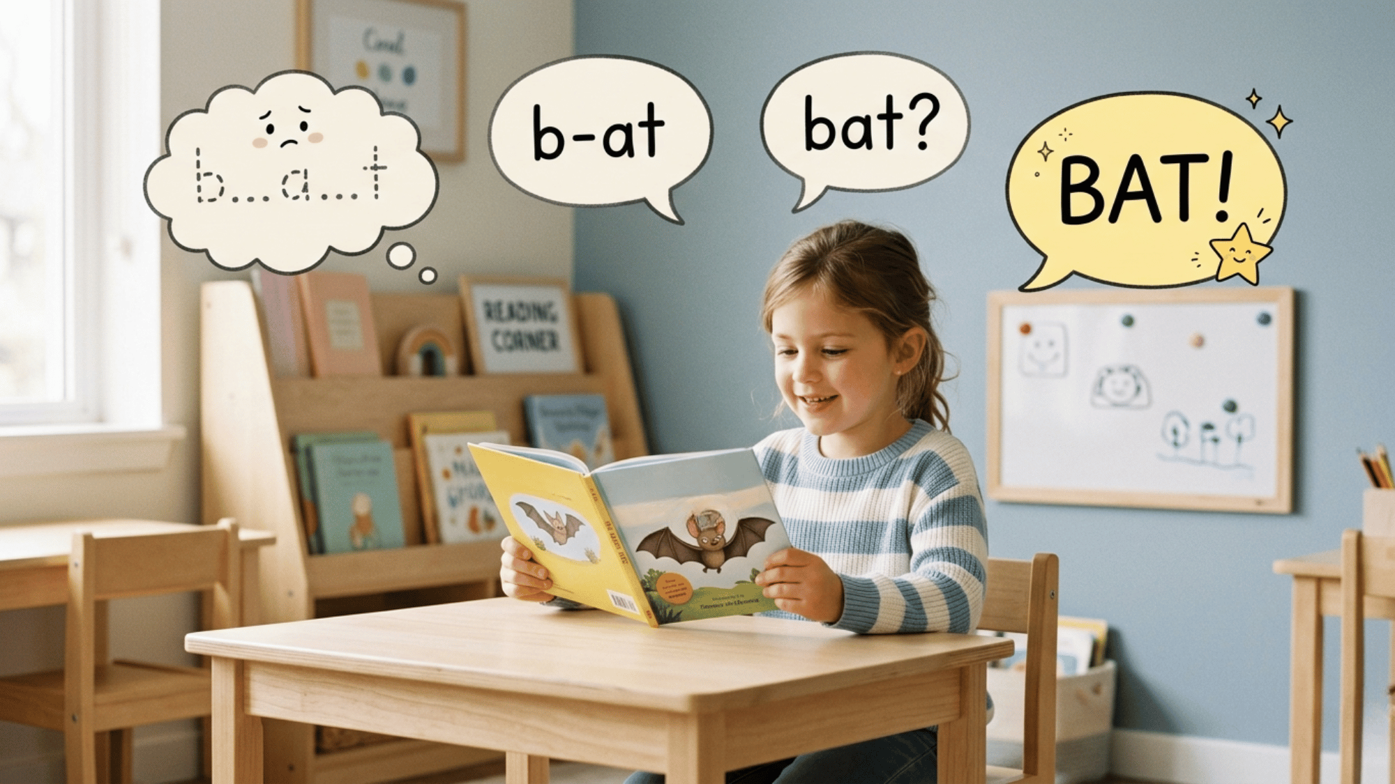 Child learning to read using onset and rime for better word understanding