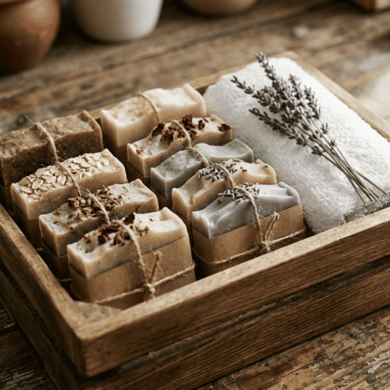 Colourful handmade soap bars