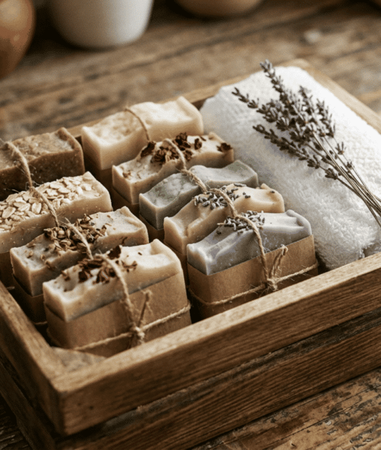 Colourful handmade soap bars