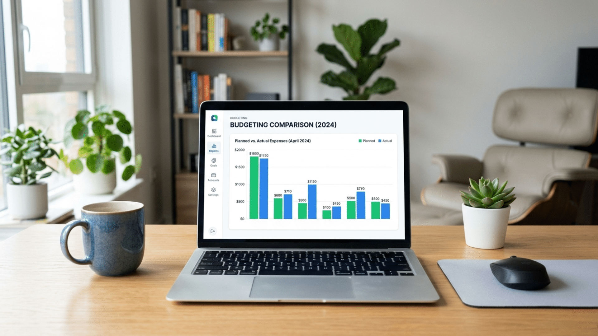 Comparing different budgeting methods on a laptop screen in a clean workspace setup