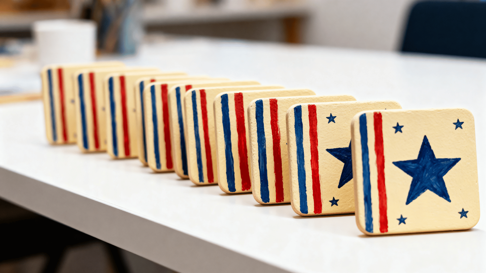 Patriotic coasters with stars and stripes design